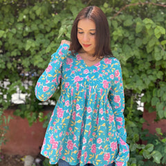 Sky blush full sleeves peplum top - Jonaya