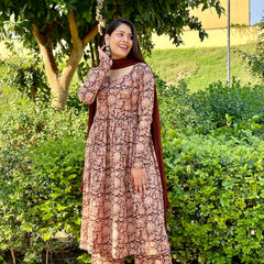 Kalamkari Anarkali set - Jonaya