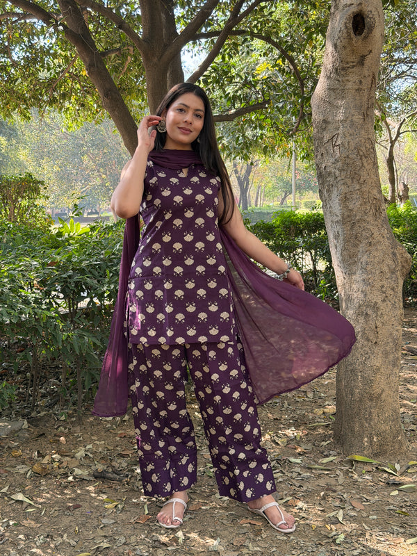 Vibrant Purple Farshi Salwar Set Jonaya