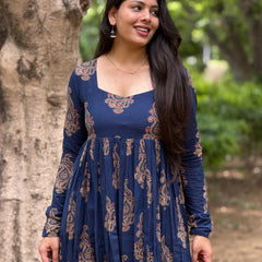 Navy beige boota kameez
