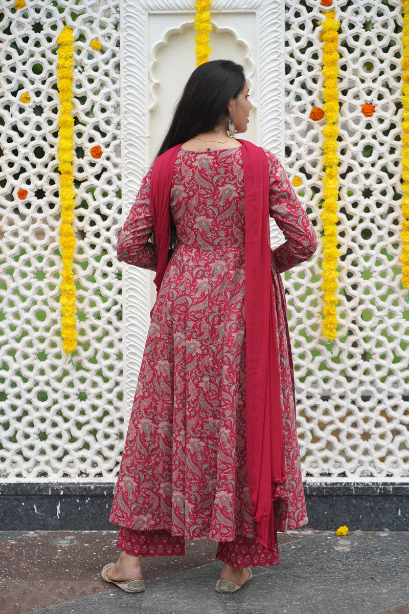 Pretty Pink Anarkali Shrug Set Jonaya