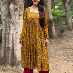Red mustard garden kameez Jonaya
