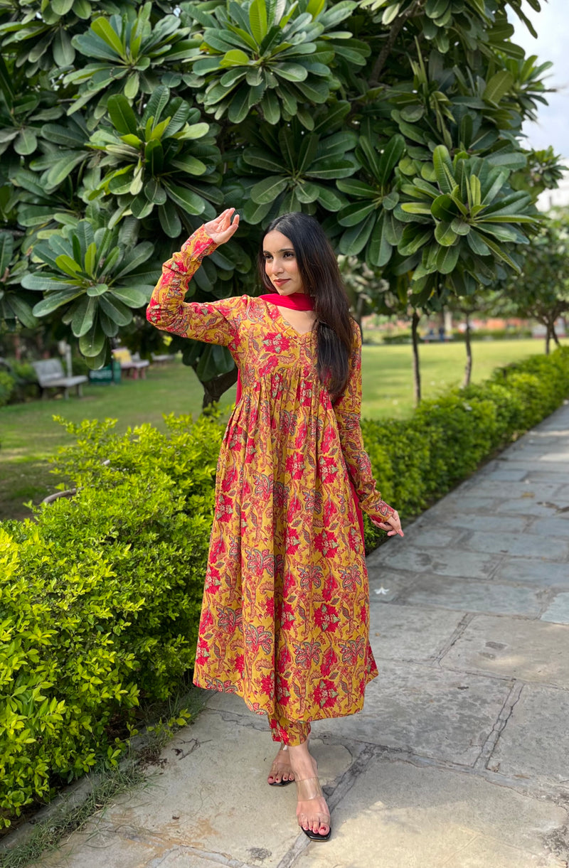 Yellow floral mohini set - Jonaya