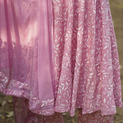 White Pink Pastel Anarkali Suit Set Jonaya