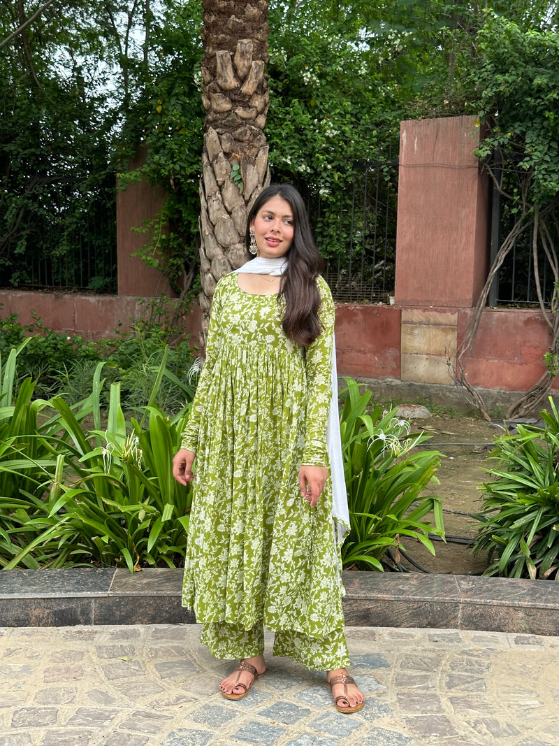 Leaf Green Full Gher Suit Set - Jonaya