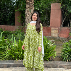 Leaf Green Full Gher Suit Set - Jonaya