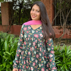 Bottle green Mohini suit set - Jonaya