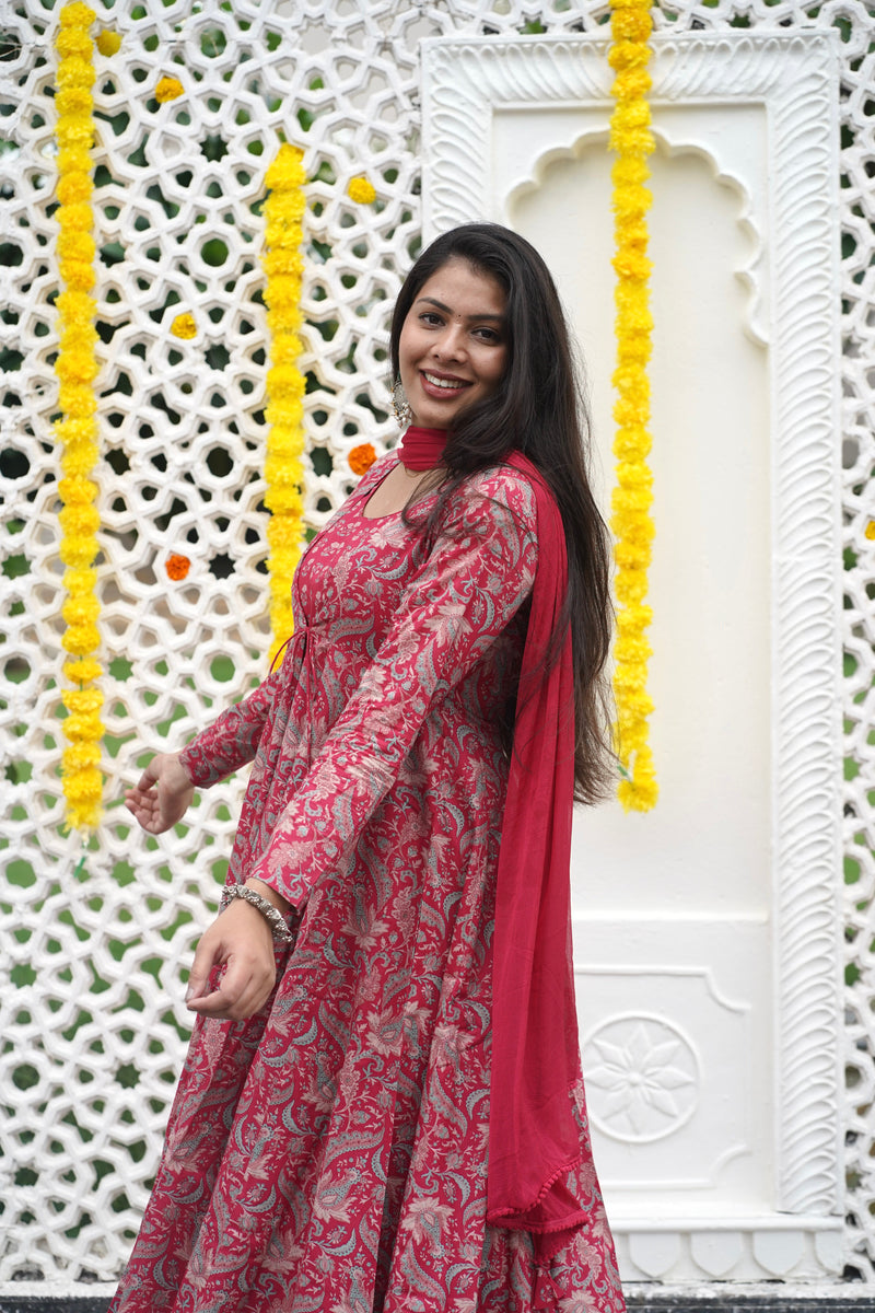 Pretty Pink Anarkali Shrug Set Jonaya