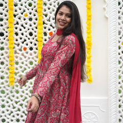 Pretty Pink Anarkali Shrug Set Jonaya