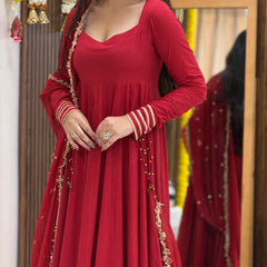 Laal gota ghunghru Anarkali set Jonaya