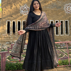 Ajrakh black solid flare suit set Jonaya