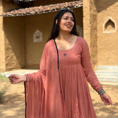 Peach black Embroidery Anarakali