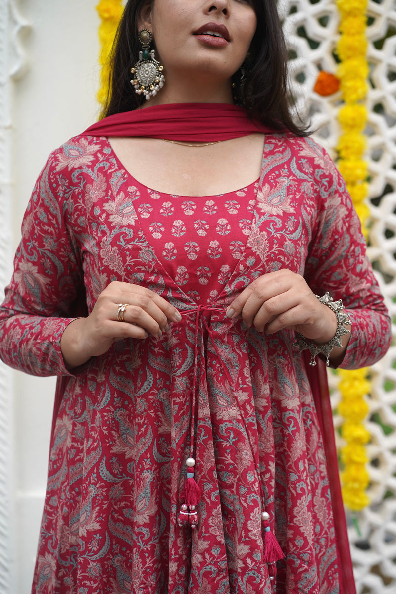 Pretty Pink Anarkali Shrug Set Jonaya