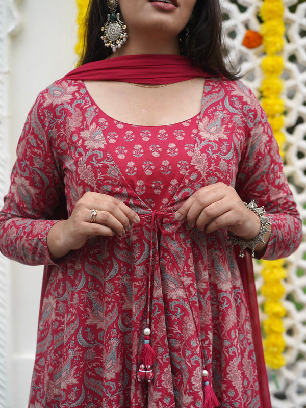 Soft Pink Anarkali Shrug Set - Jonaya
