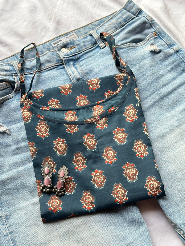 Indigo Strap Kurti - Jonaya