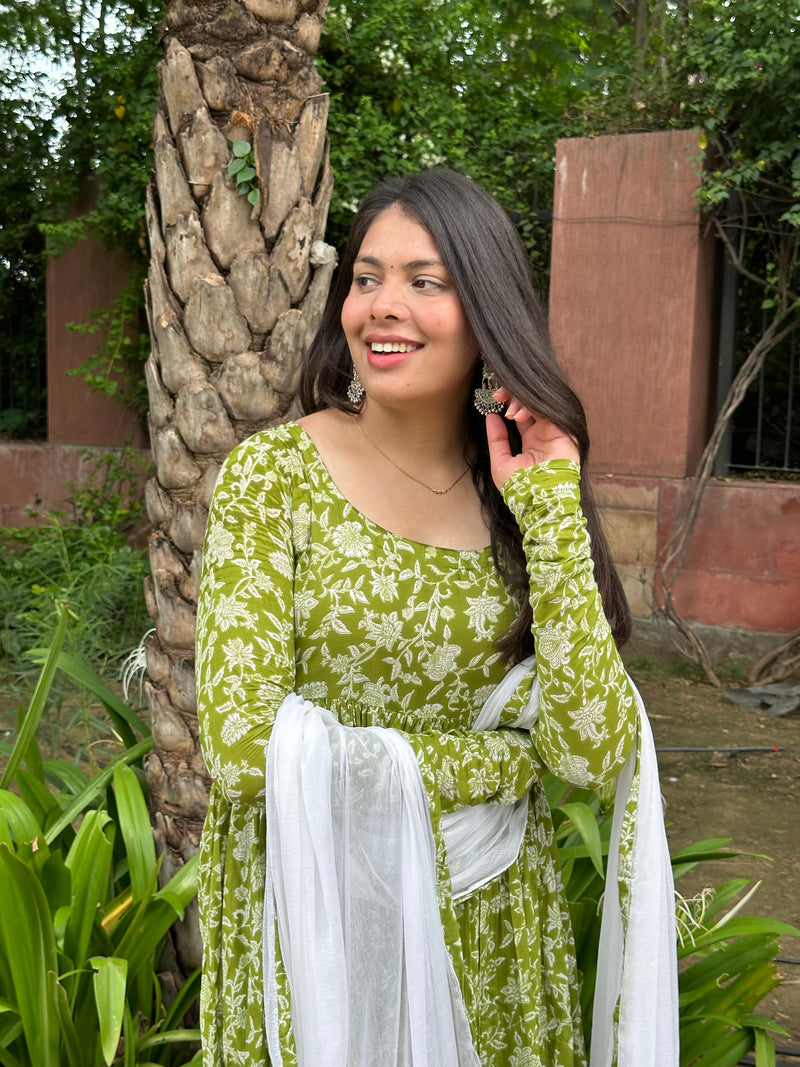 Leaf Green Full Gher Suit Set - Jonaya