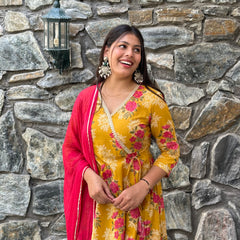 Yellow Pink Festive suit set - Jonaya