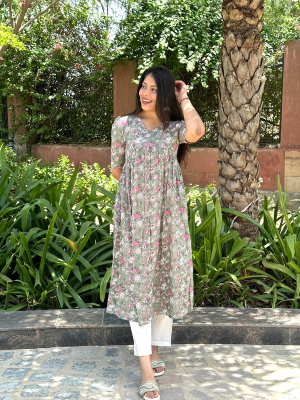 Peachy Fushia Kameez - Jonaya