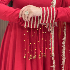 Laal gota ghunghru Anarkali set Jonaya