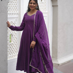 Purple bloom Anarkali set Jonaya