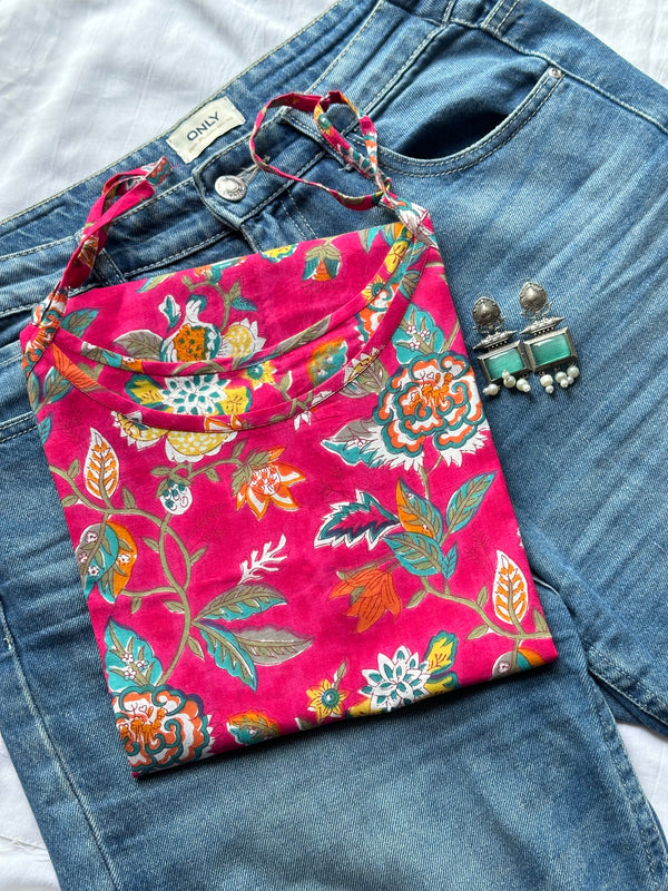 Pop Pink Strap Kurti - Jonaya