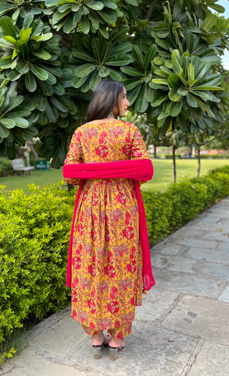 Yellow floral mohini set - Jonaya