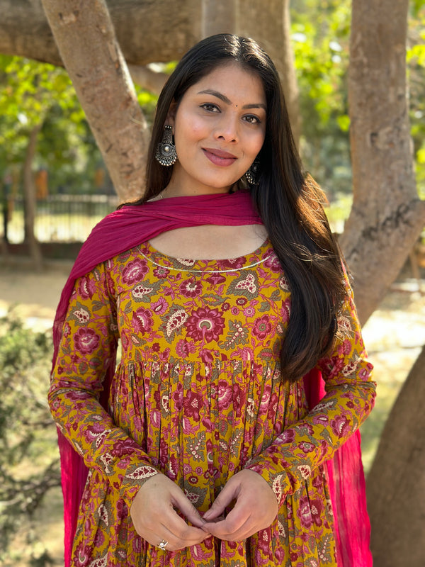 Gulab Yellow Flare Suit Set - Jonaya
