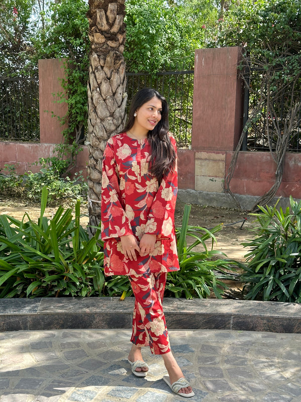 Gorgeous Red Co-ord Set - Jonaya