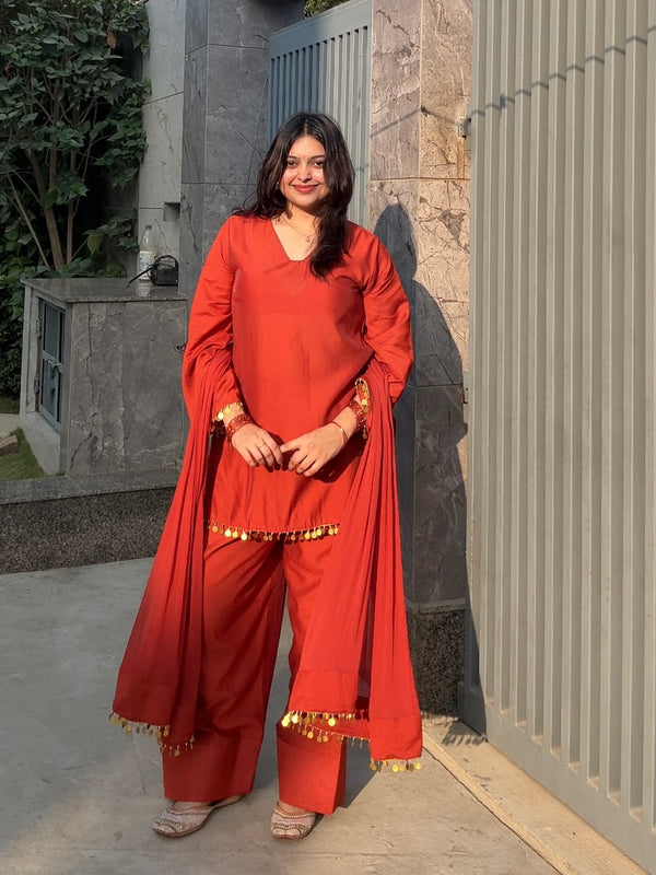 Orange charm Pakistani farshi set Jonaya