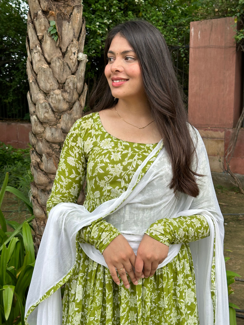 Leaf Green Full Gher Suit Set - Jonaya