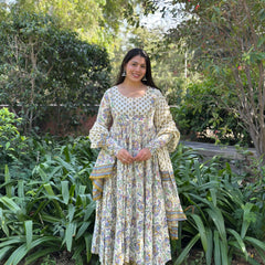 Garden blue Anarkali Gher Suit Set - Jonaya