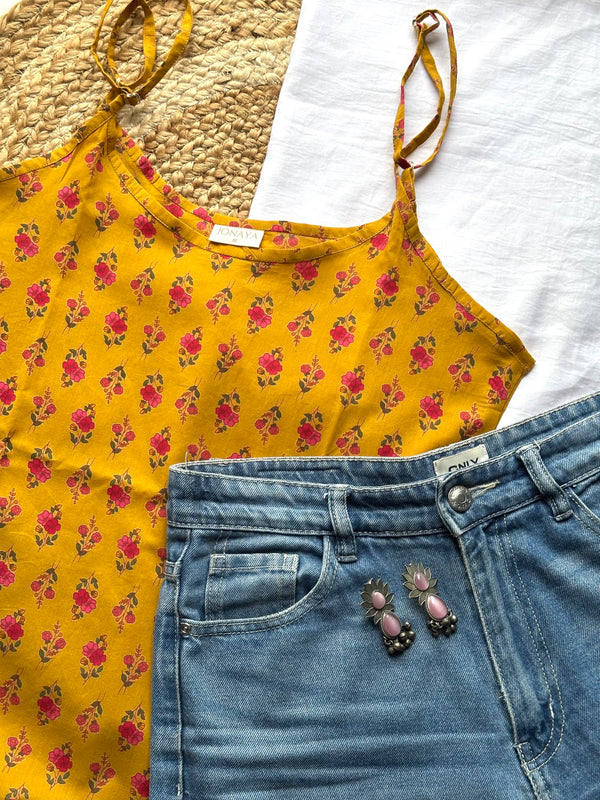 Yellow Lily Strap Kurti - Jonaya