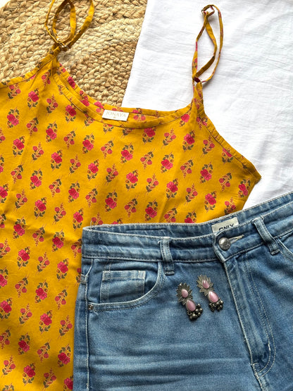 Yellow lily strap kurti