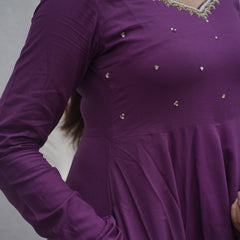 Purple bloom Anarkali set Jonaya