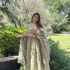 Pista floral angrakha gota lace suit set - Jonaya