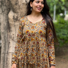 Maroon yellow garden kameez