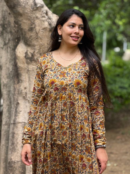 Maroon yellow garden kameez