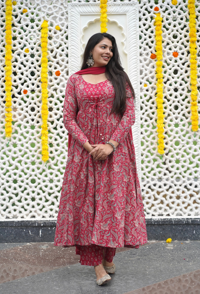 Pretty Pink Anarkali Shrug Set Jonaya