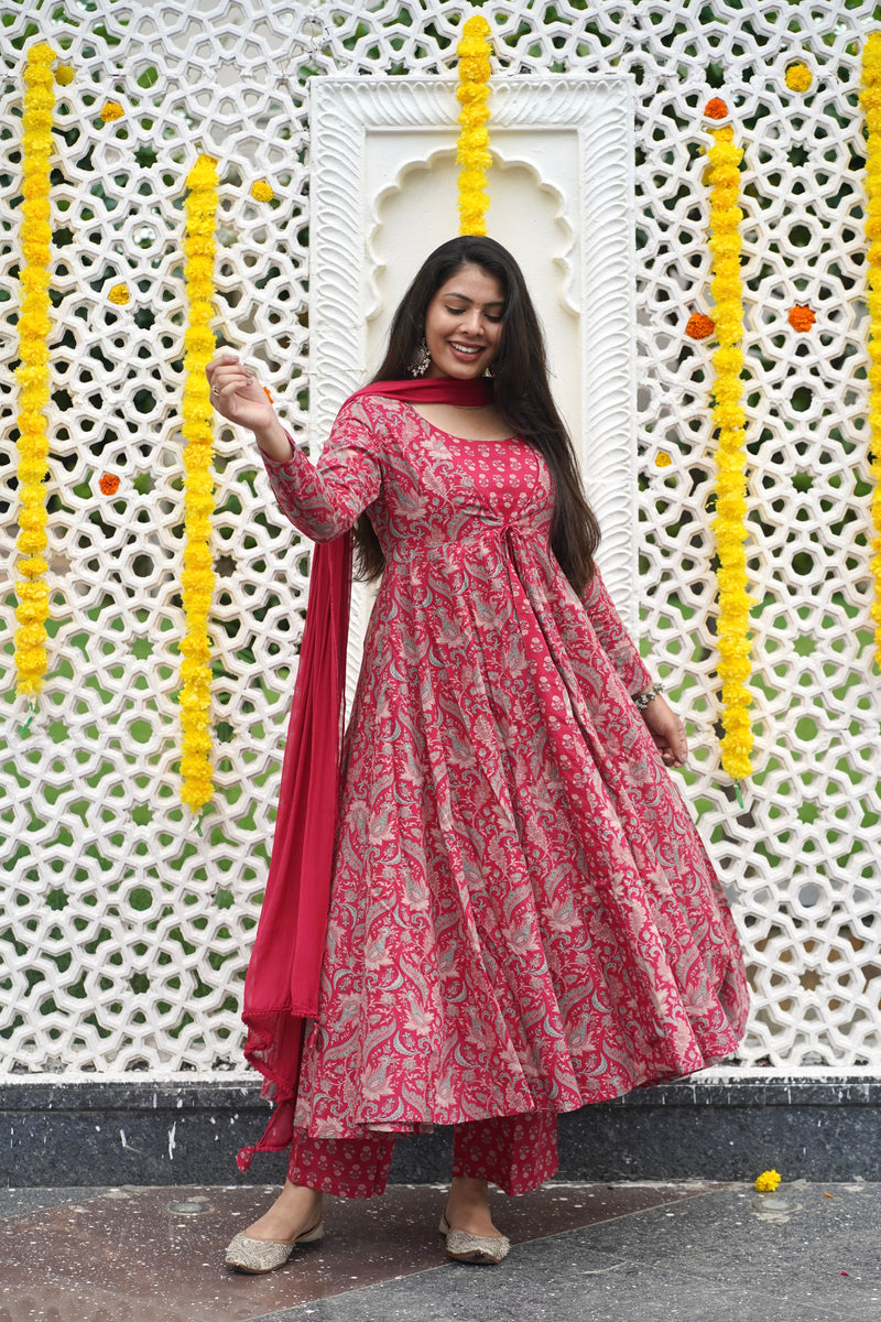 Pretty Pink Anarkali Shrug Set Jonaya