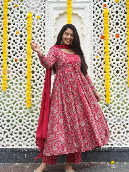 Pretty Pink Anarkali Shrug Set Jonaya