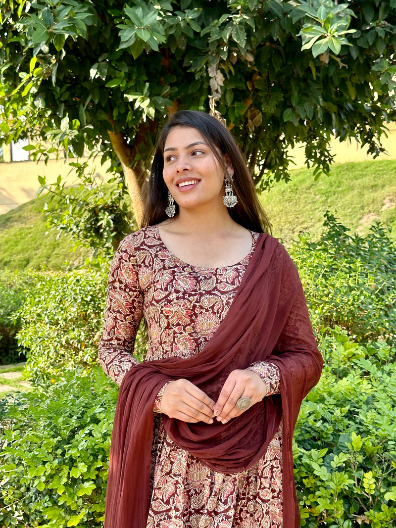 Kalamkari Anarkali set - Jonaya