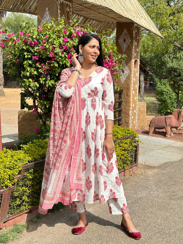 Pink blossom Angrakha suit set - Jonaya