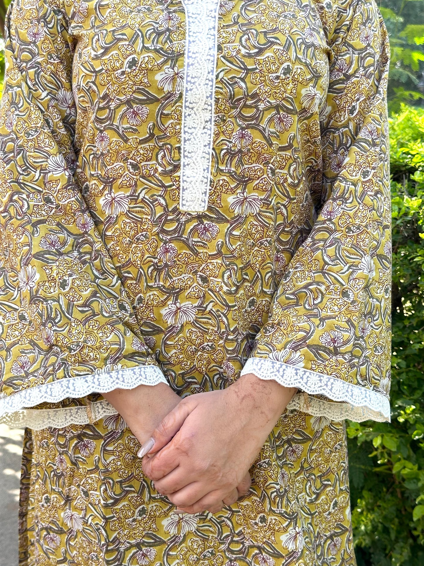 Yellow Pakistani lace suit set