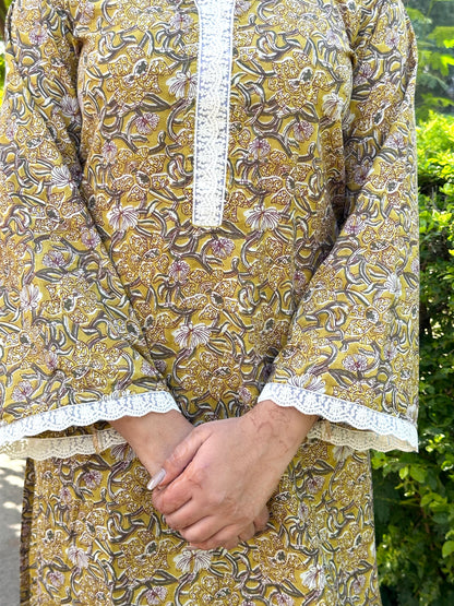 Yellow Pakistani lace suit set