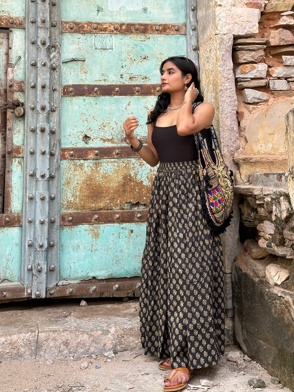 Midnight Floral Flared Skirt - Jonaya