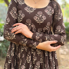 Brown beige gulab kameez Jonaya
