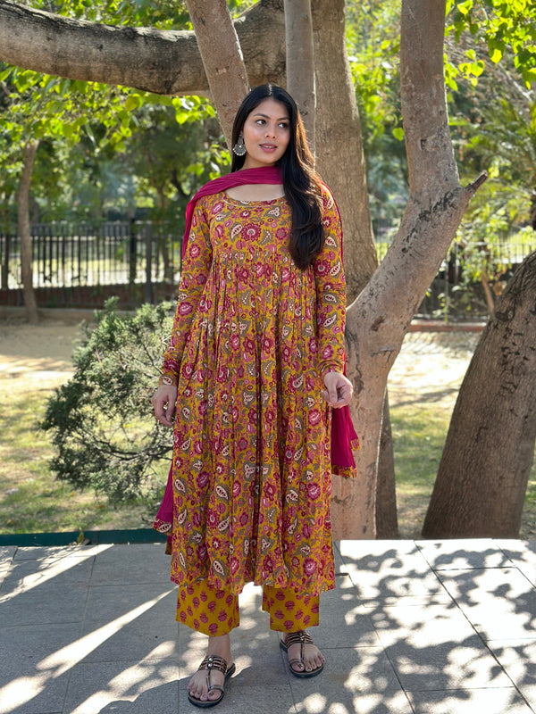 Gulab Yellow Flare Suit Set - Jonaya