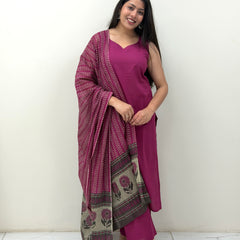 Solid wine grey straight suit set Jonaya
