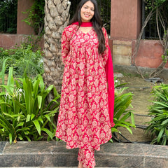 Coral Red mohini suit set - Jonaya