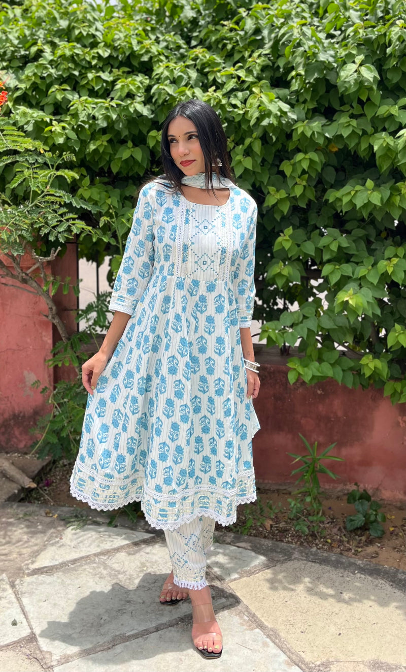 Aasmani Lace suit set - Jonaya